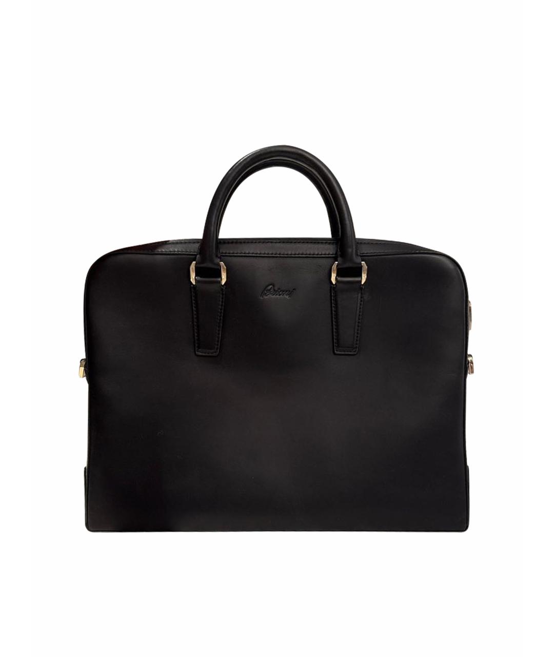 BRIONI Черный кожаный портфель, фото 1