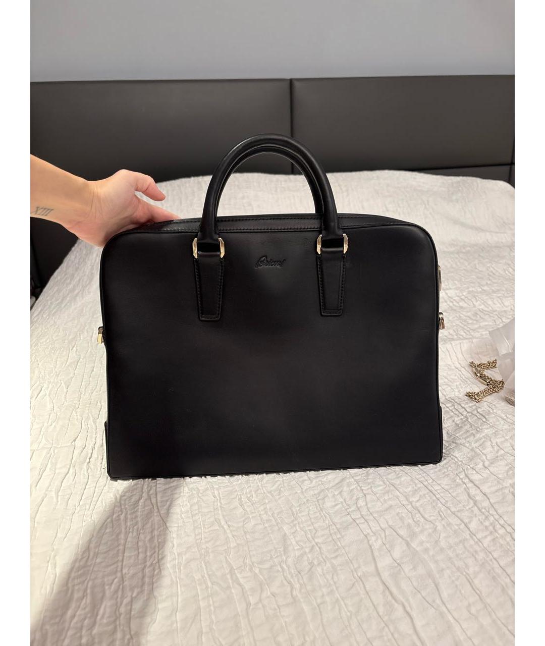 BRIONI Черный кожаный портфель, фото 8