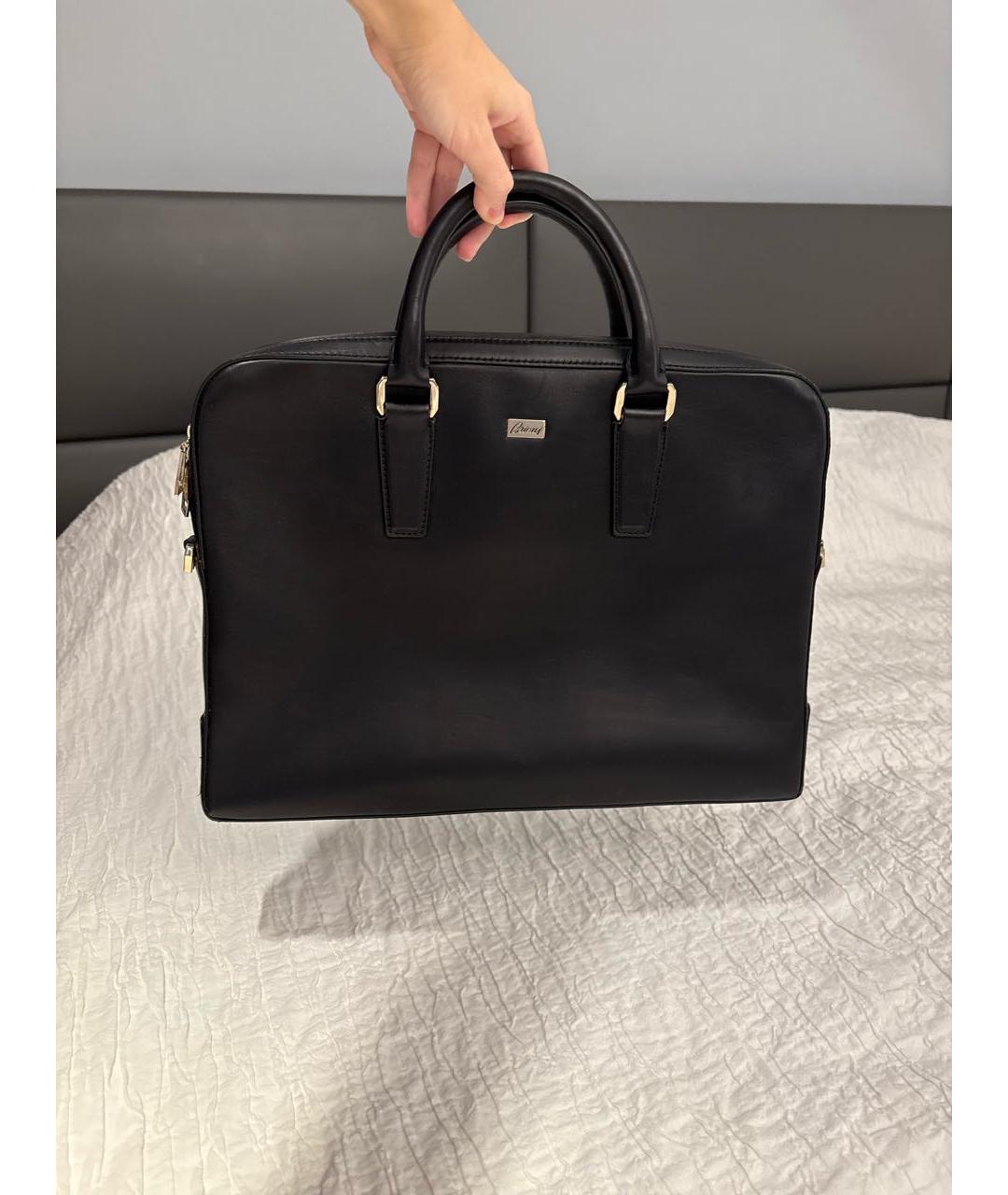 BRIONI Черный кожаный портфель, фото 3