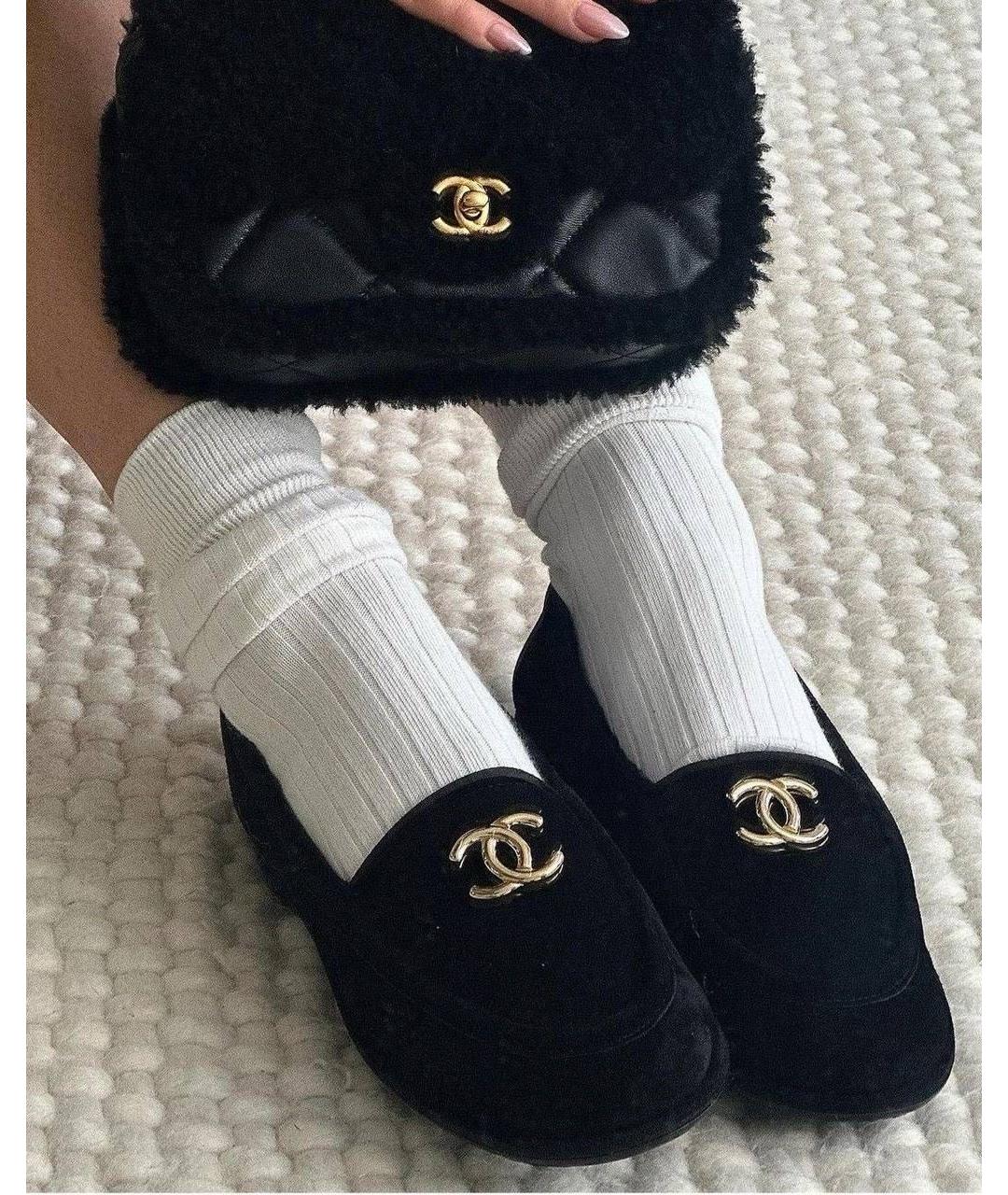 CHANEL Черные замшевые лоферы, фото 2