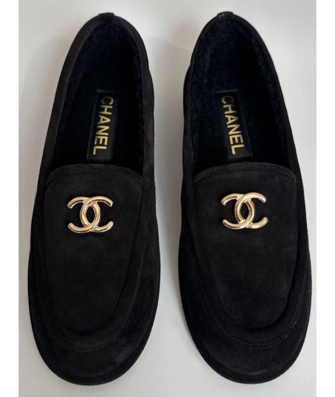 CHANEL Черные замшевые лоферы, фото 5
