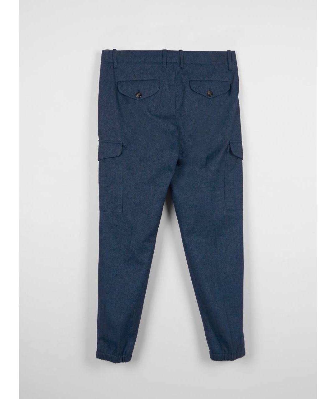 BRUNELLO CUCINELLI Синие хлопковые повседневные брюки, фото 2
