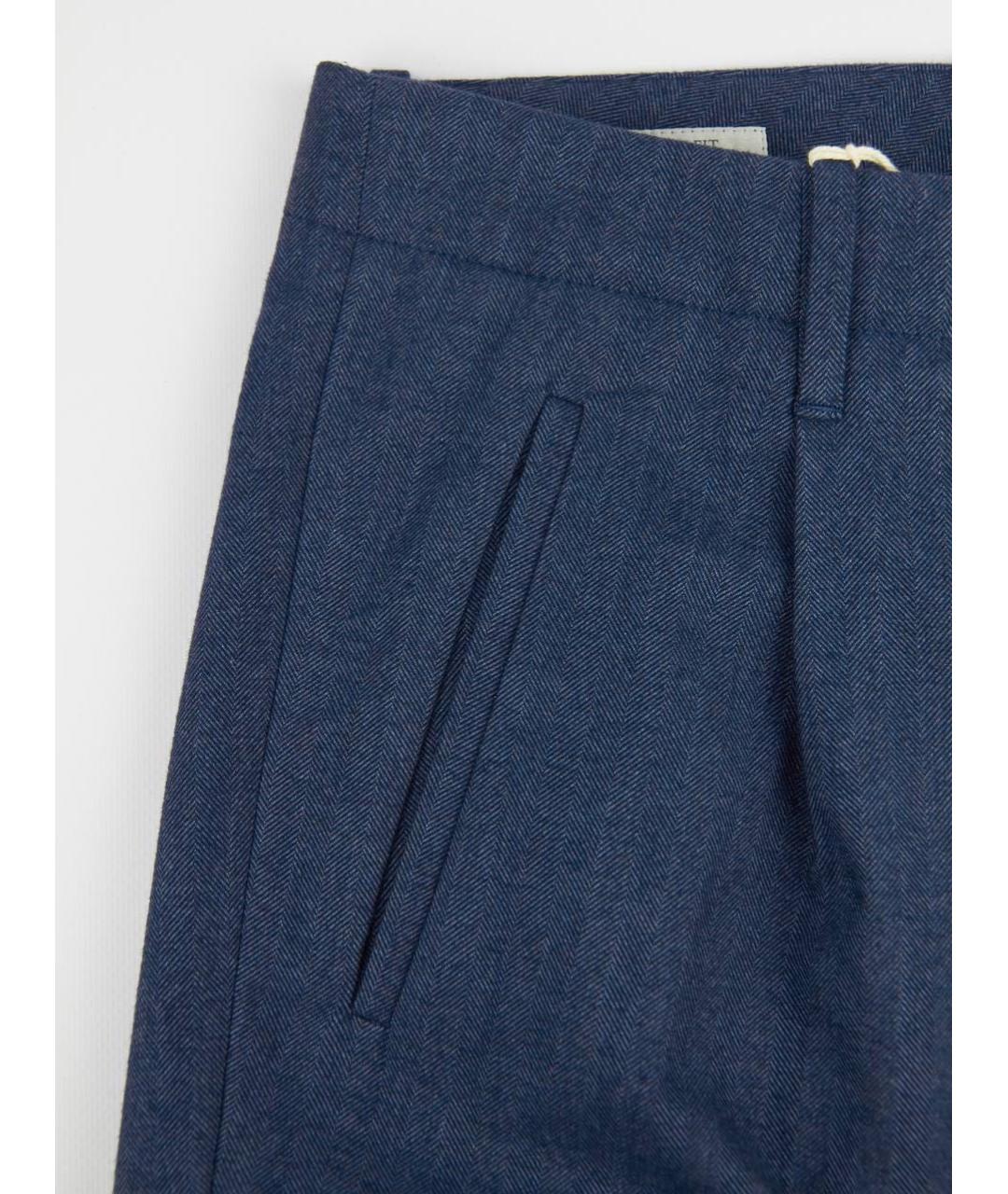 BRUNELLO CUCINELLI Синие хлопковые повседневные брюки, фото 4
