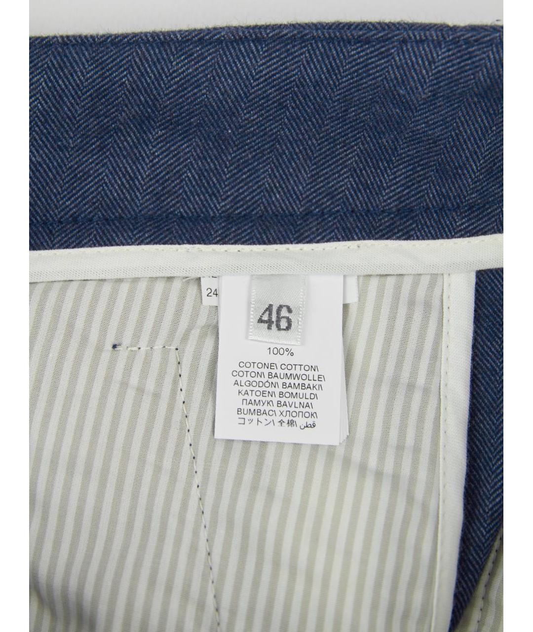 BRUNELLO CUCINELLI Синие хлопковые повседневные брюки, фото 8