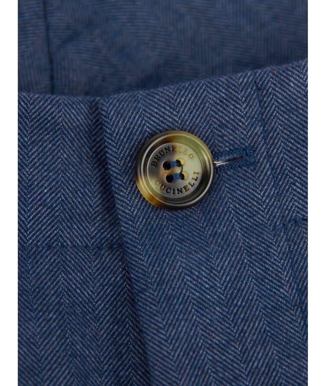 BRUNELLO CUCINELLI Синие хлопковые повседневные брюки, фото 5