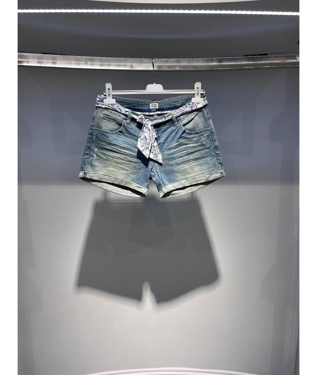 ARMANI JUNIOR Голубые хлопковые брюки и шорты, фото 4