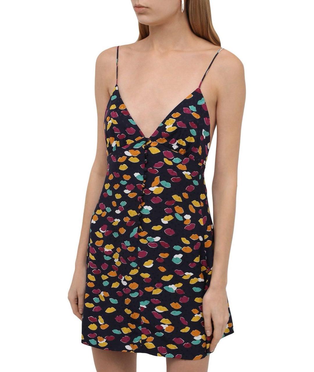 SAINT LAURENT Мульти шелковое коктейльное платье, фото 2