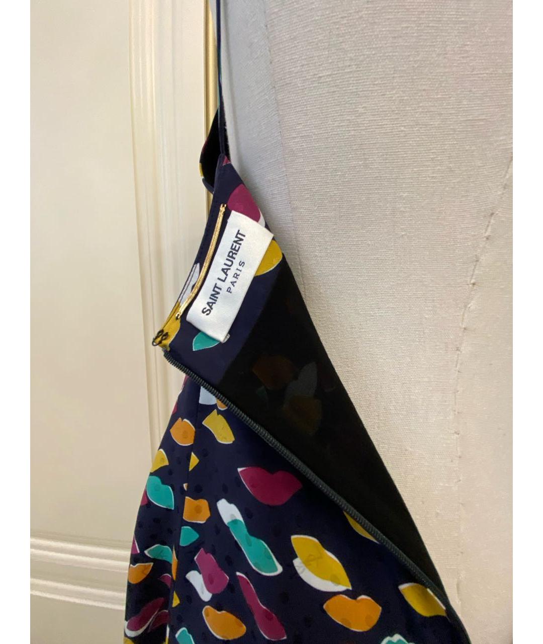 SAINT LAURENT Мульти шелковое коктейльное платье, фото 6