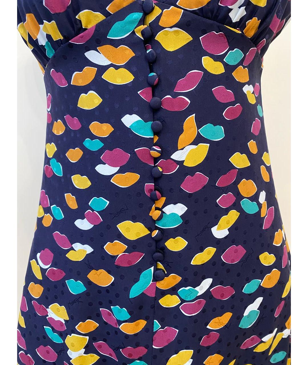 SAINT LAURENT Мульти шелковое коктейльное платье, фото 3