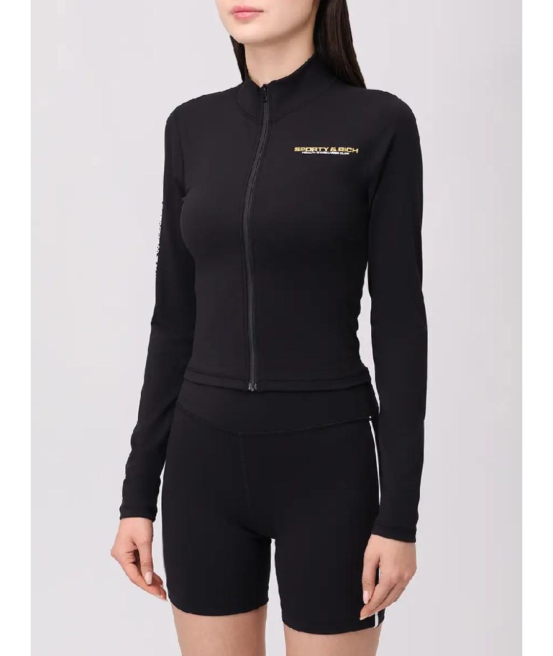 SPORTY AND RICH Черная полиамидовая спортивная куртка, фото 6