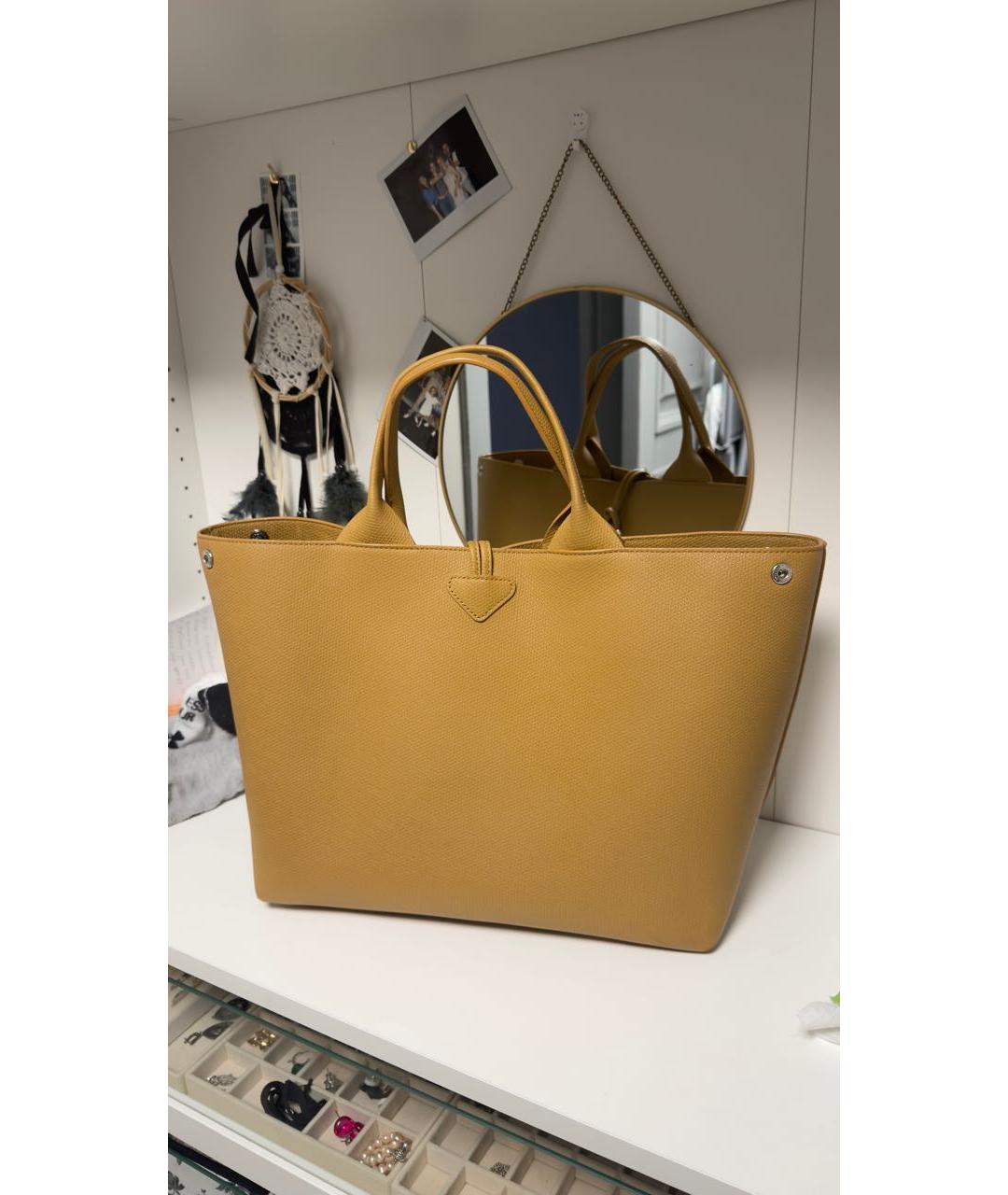 LONGCHAMP Бежевая кожаная сумка тоут, фото 3