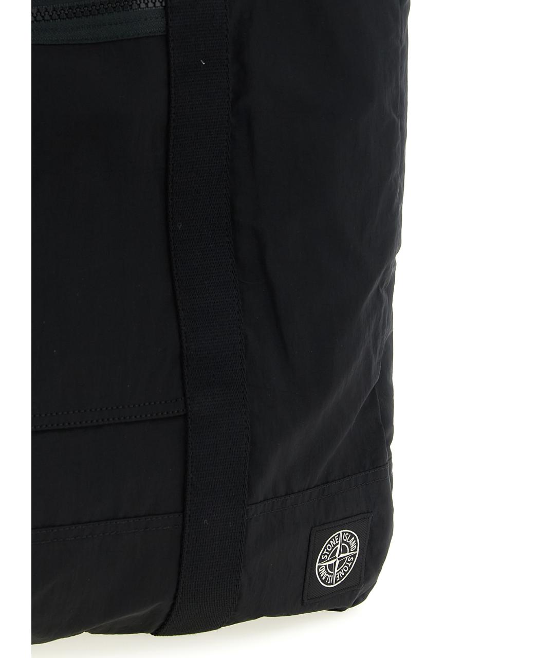STONE ISLAND Черная тканевая сумка тоут, фото 3