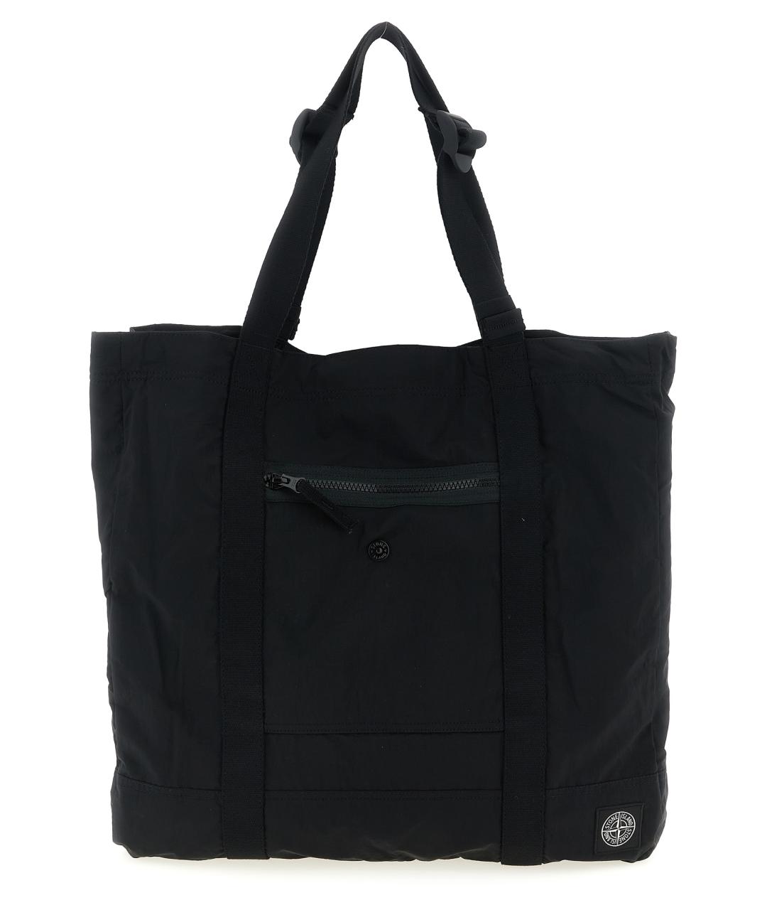 STONE ISLAND Черная тканевая сумка тоут, фото 1