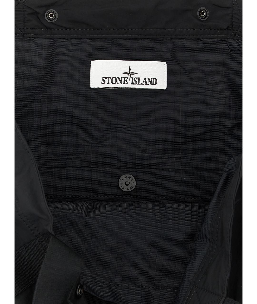 STONE ISLAND Черная тканевая сумка тоут, фото 4