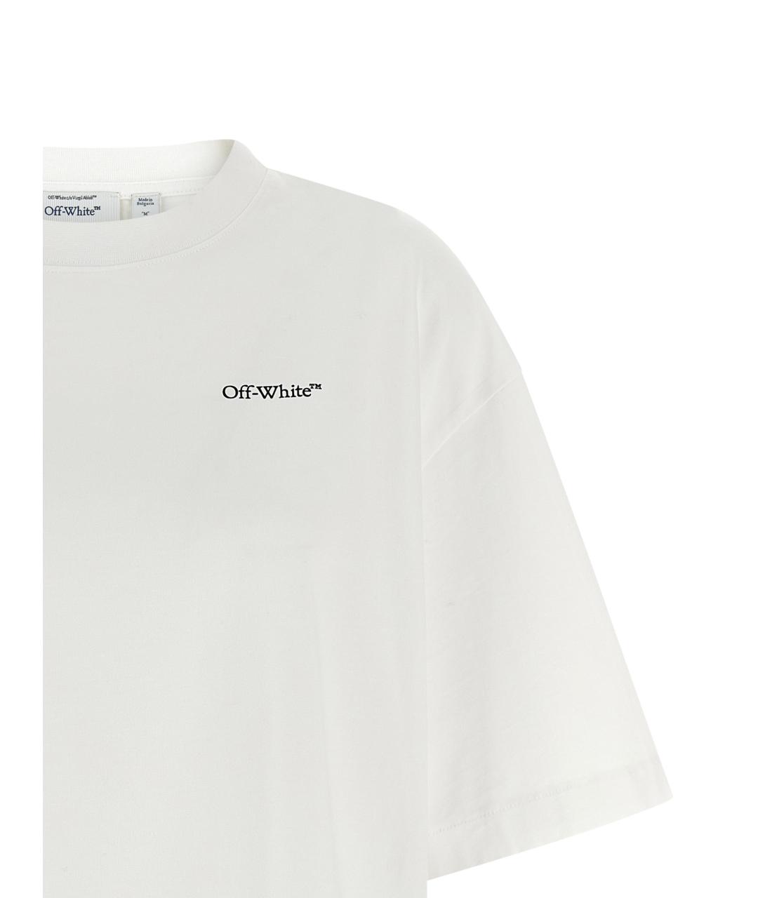 OFF-WHITE Белая хлопковая футболка, фото 3