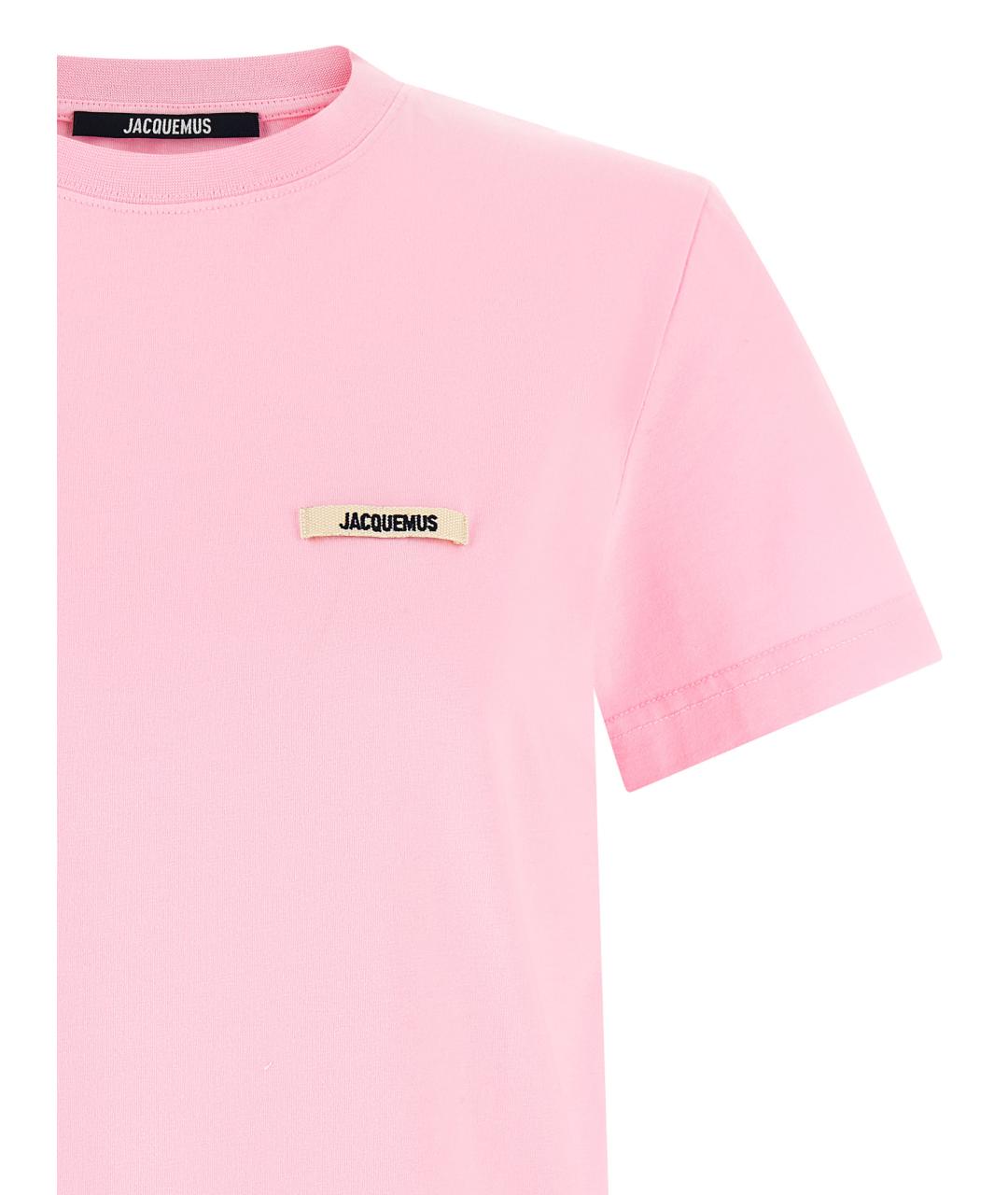 JACQUEMUS Розовая хлопковая футболка, фото 3