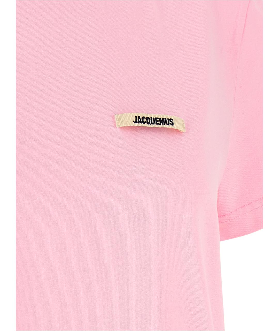 JACQUEMUS Розовая хлопковая футболка, фото 4