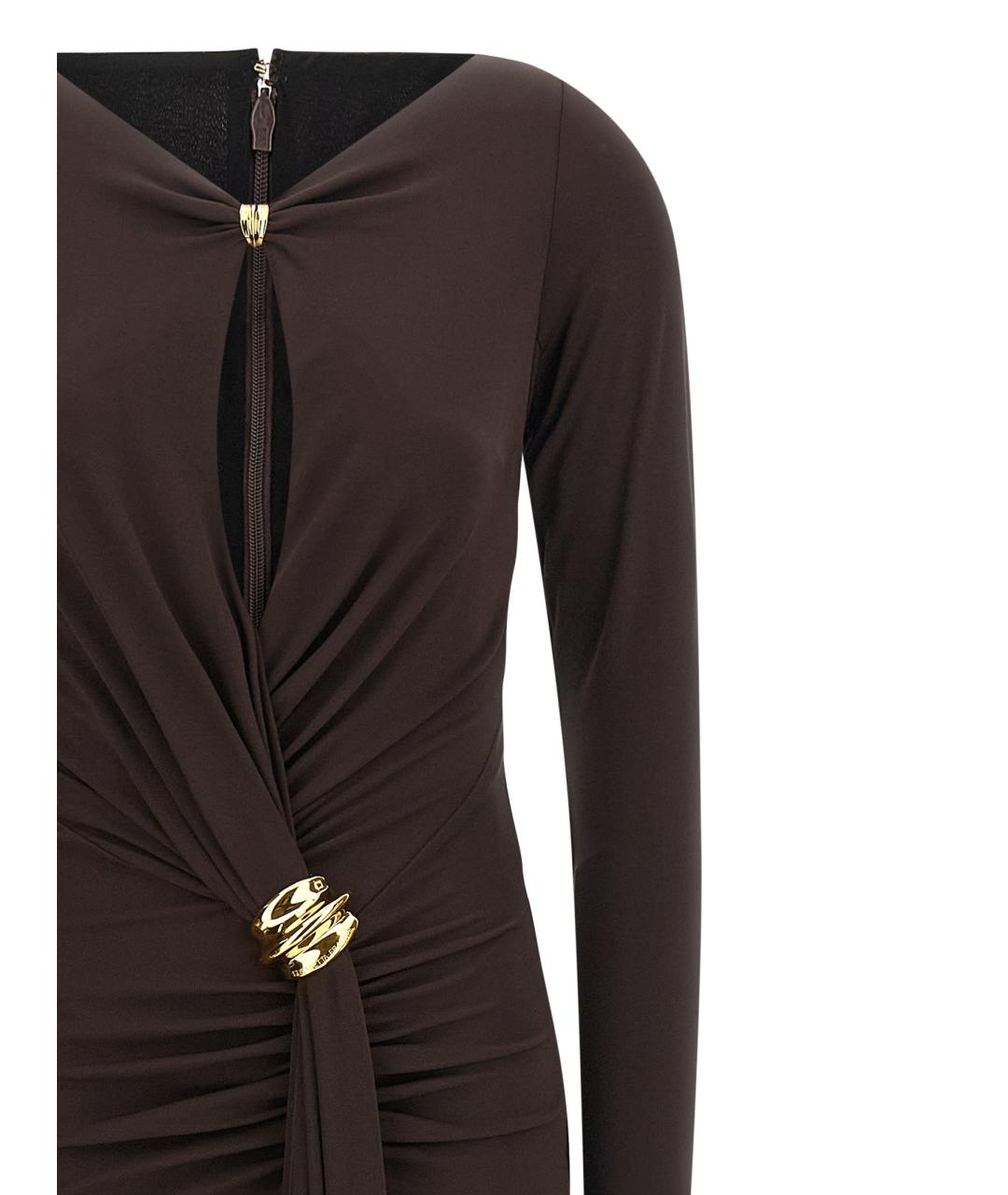 ELISABETTA FRANCHI Коричневое вискозное вечернее платье, фото 3