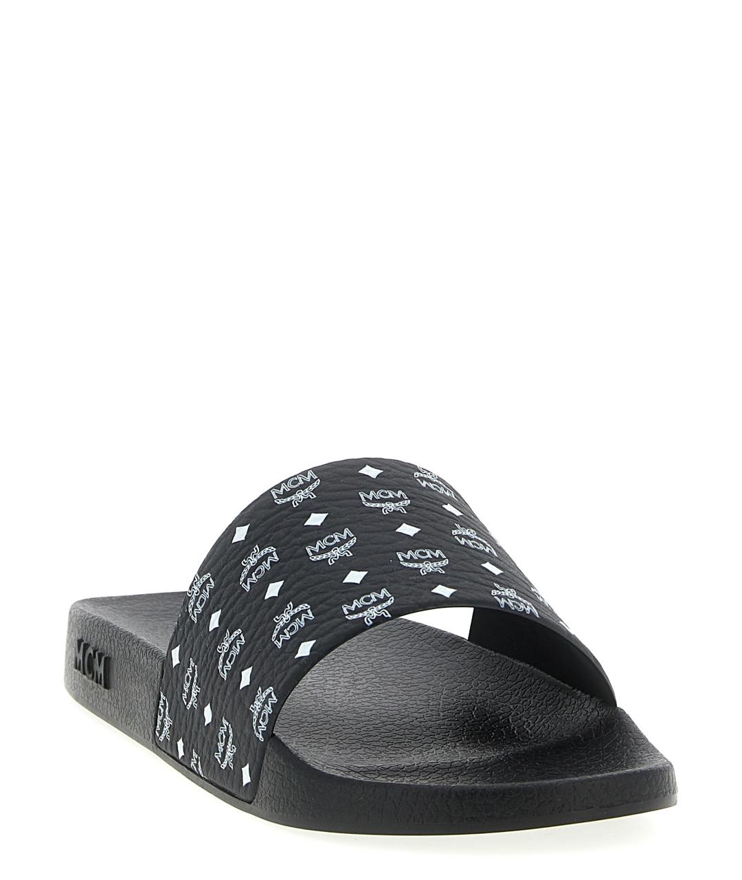 MCM Черные резиновые шлепанцы, фото 2