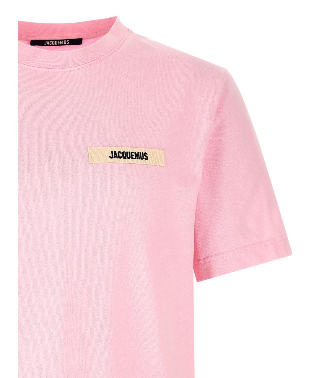 JACQUEMUS Розовая хлопковая футболка, фото 3
