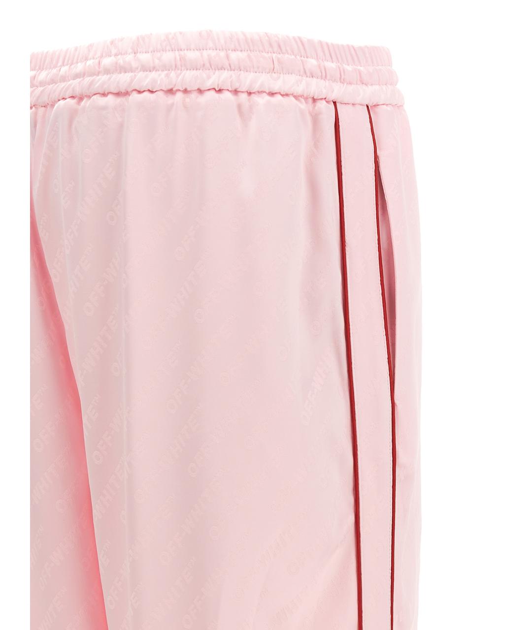 OFF-WHITE Розовые вискозные прямые брюки, фото 4