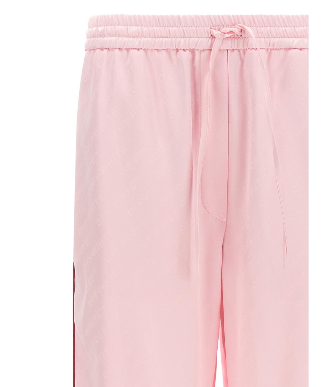 OFF-WHITE Розовые вискозные прямые брюки, фото 3