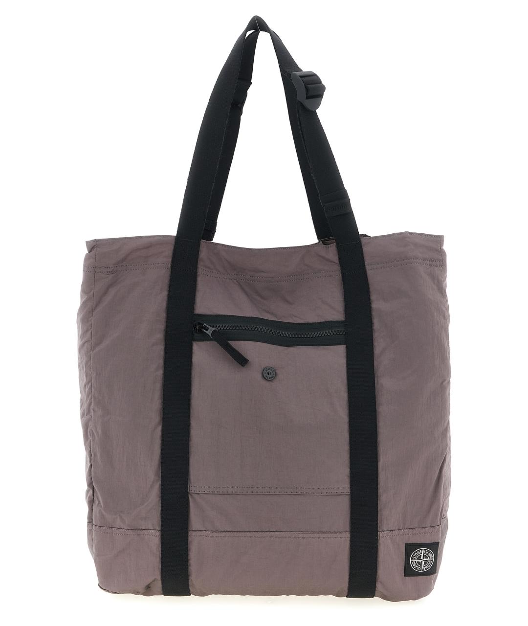 STONE ISLAND Фиолетовая тканевая сумка тоут, фото 1