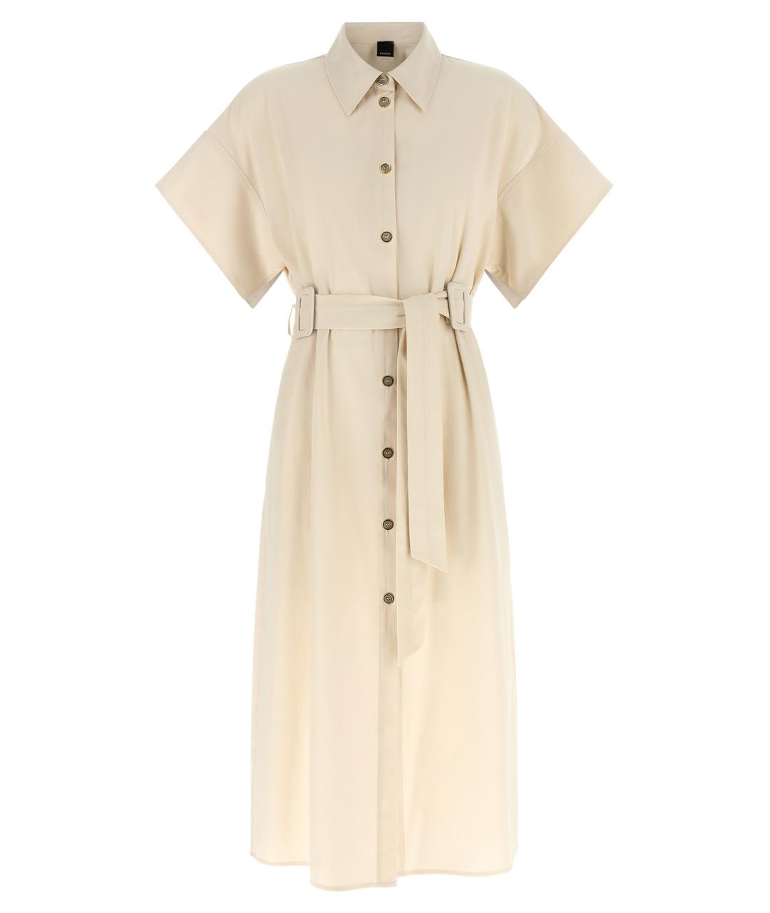 PINKO Бежевое хлопковое повседневное платье, фото 1