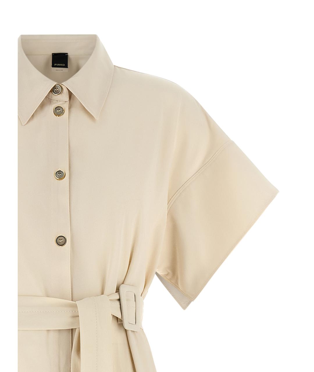 PINKO Бежевое хлопковое повседневное платье, фото 3