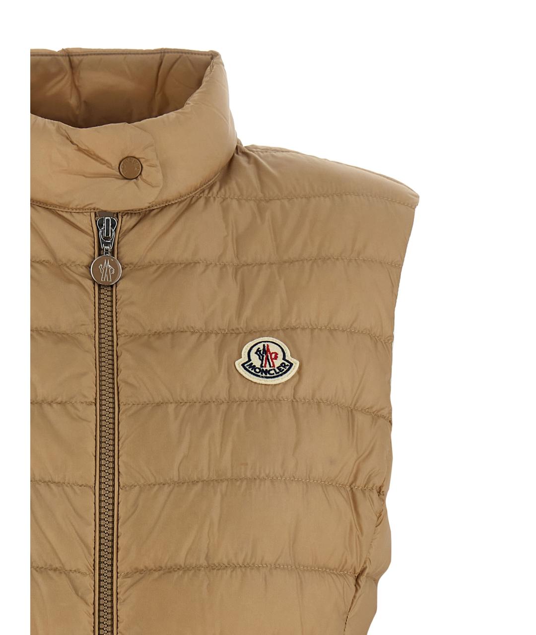 MONCLER Бежевый полиамидовый жилет, фото 3