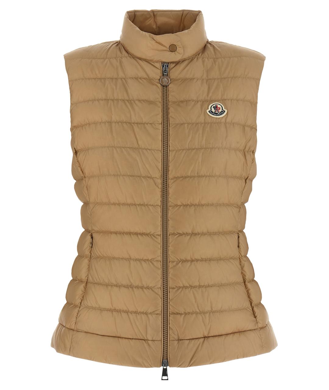 MONCLER Бежевый полиамидовый жилет, фото 1