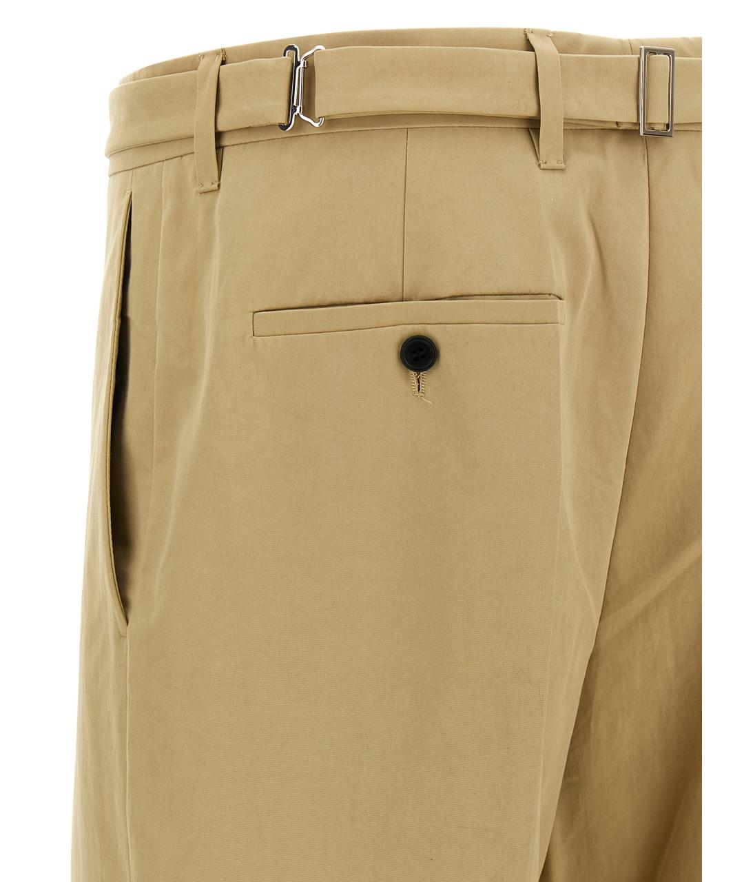 PRADA Бежевые хлопковые прямые брюки, фото 4