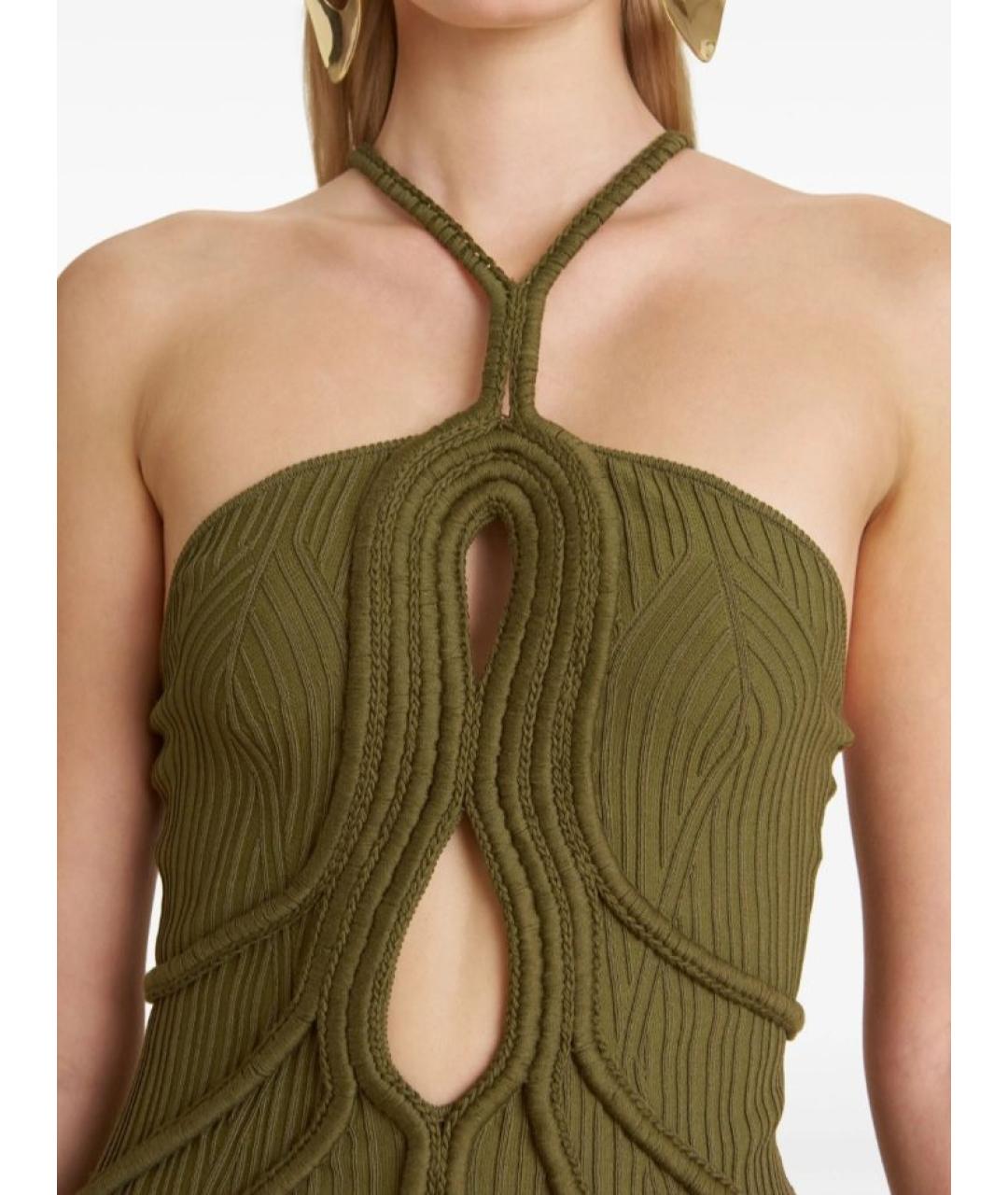 CULT GAIA Хаки вискозное повседневное платье, фото 5