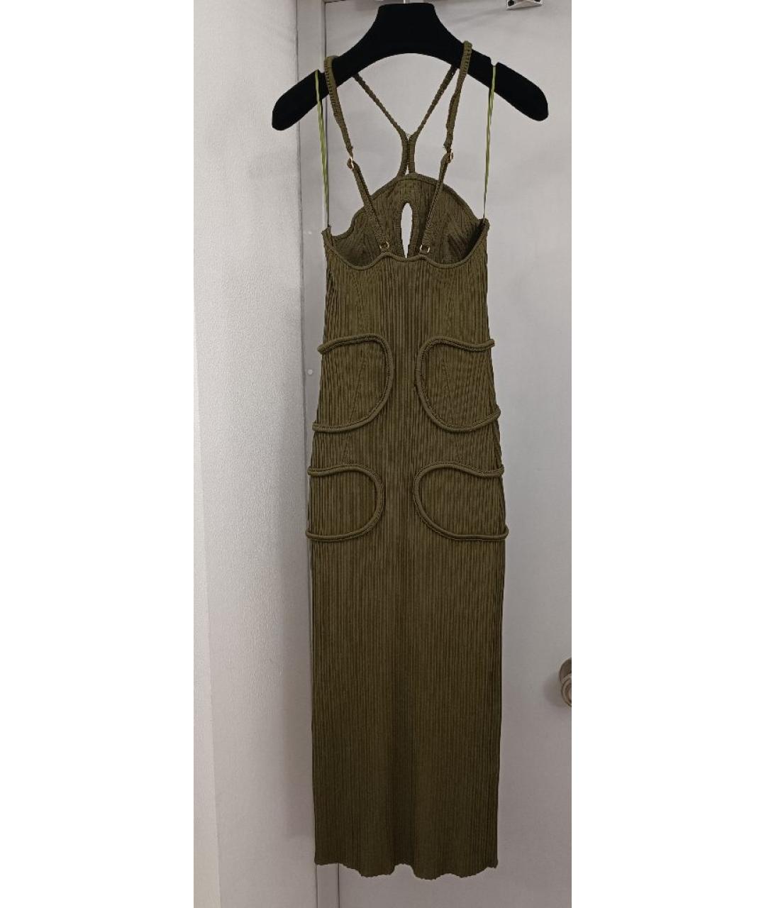 CULT GAIA Хаки вискозное повседневное платье, фото 2