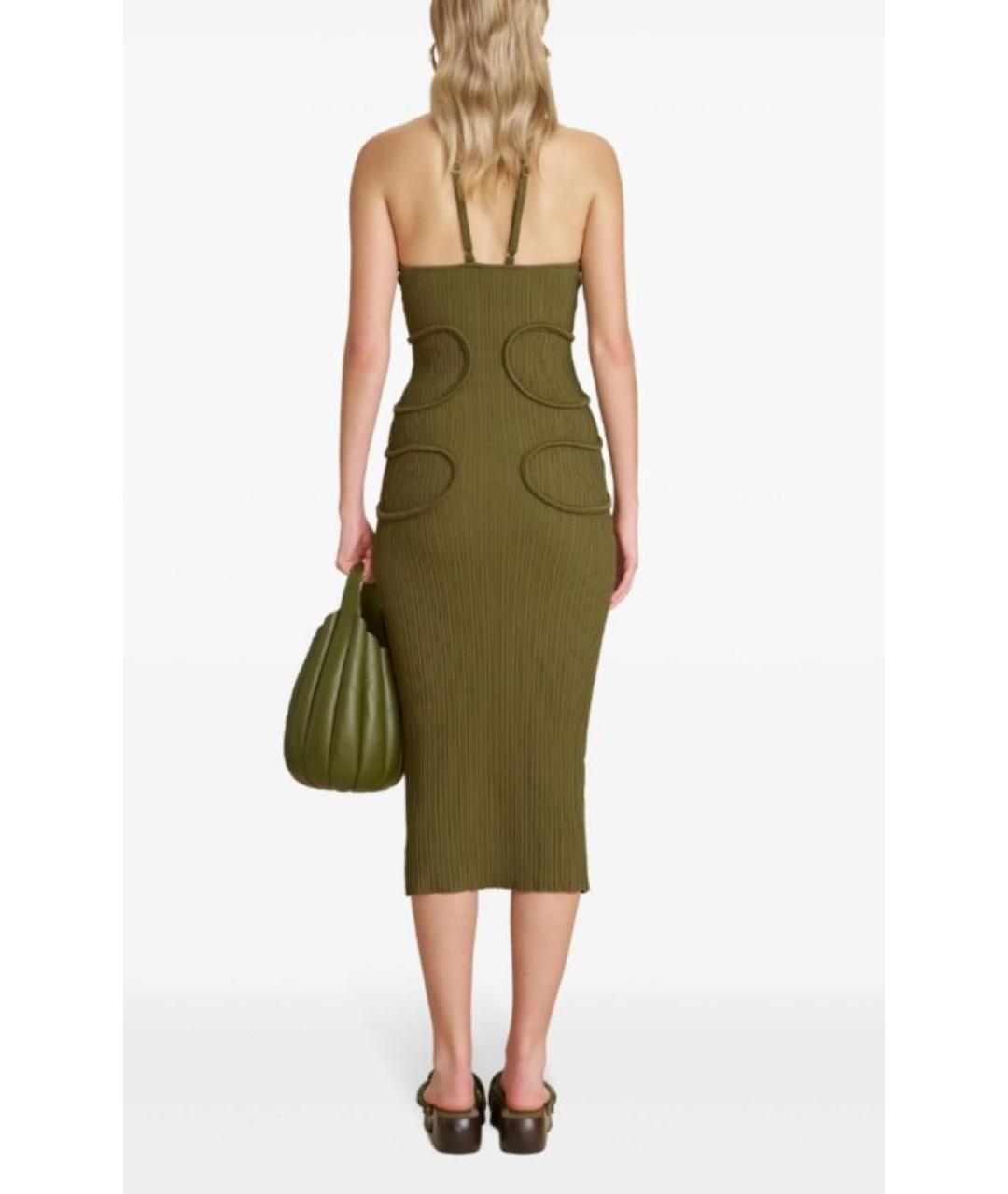 CULT GAIA Хаки вискозное повседневное платье, фото 7