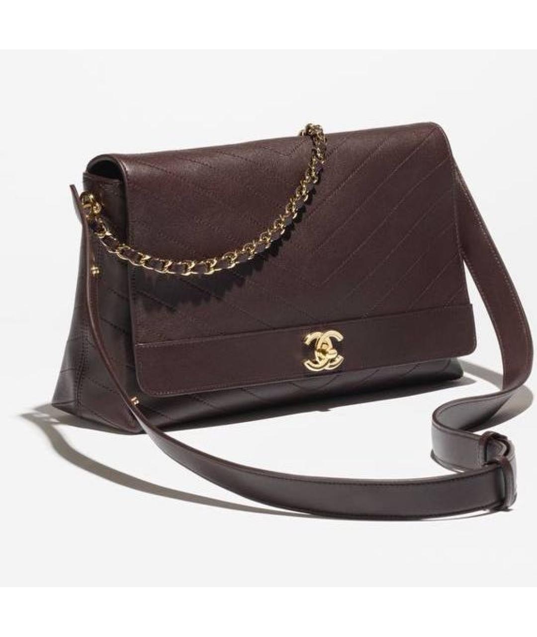 CHANEL Коричневая кожаная сумка через плечо, фото 2