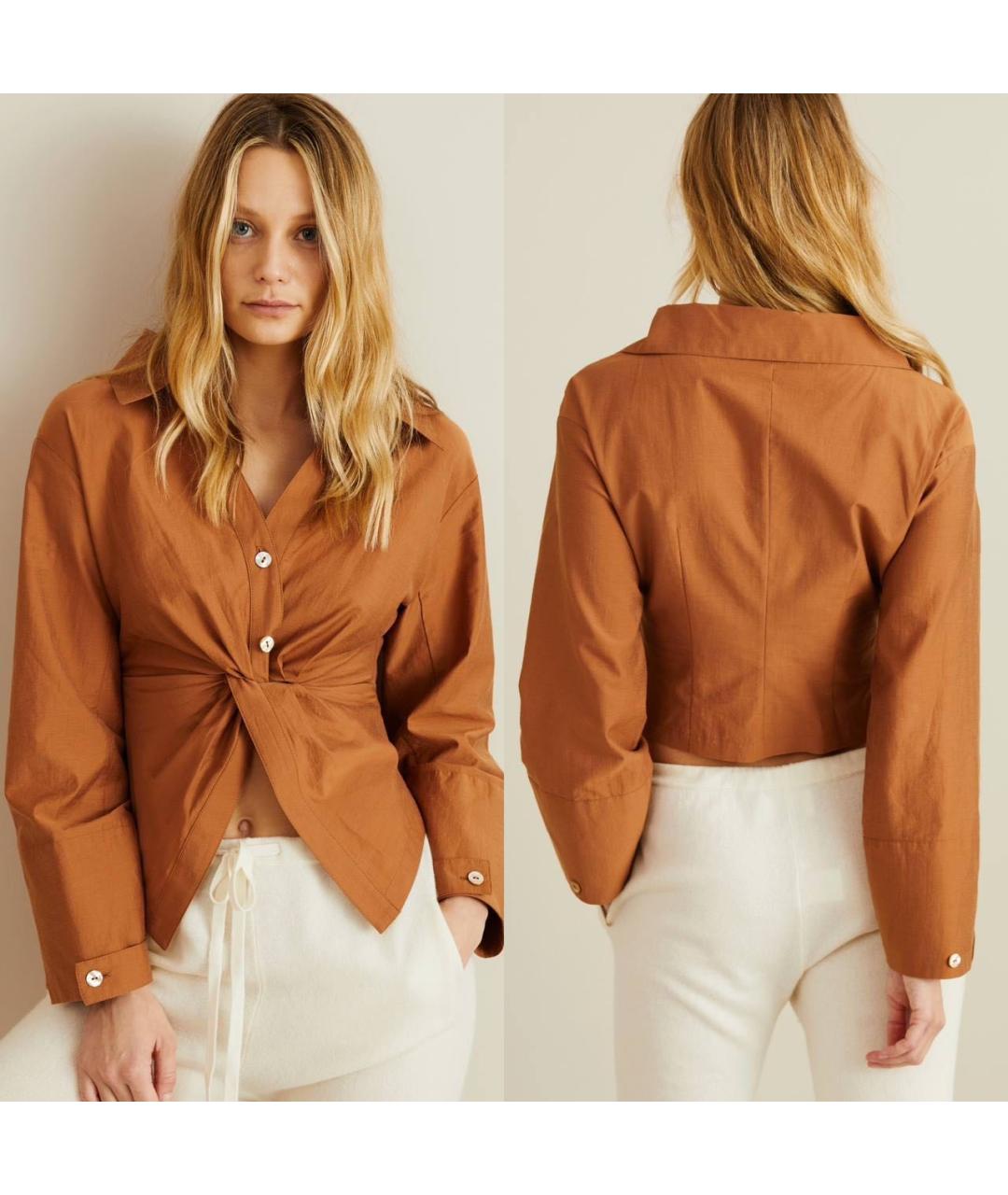 NANUSHKA Оранжевая хлопковая рубашка, фото 3