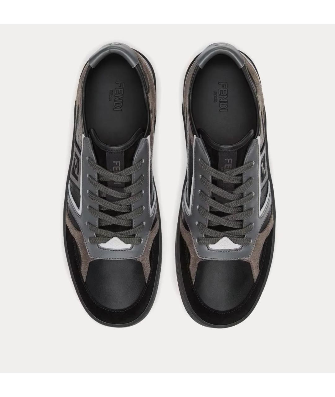 FENDI Черные кожаные низкие кроссовки / кеды, фото 2