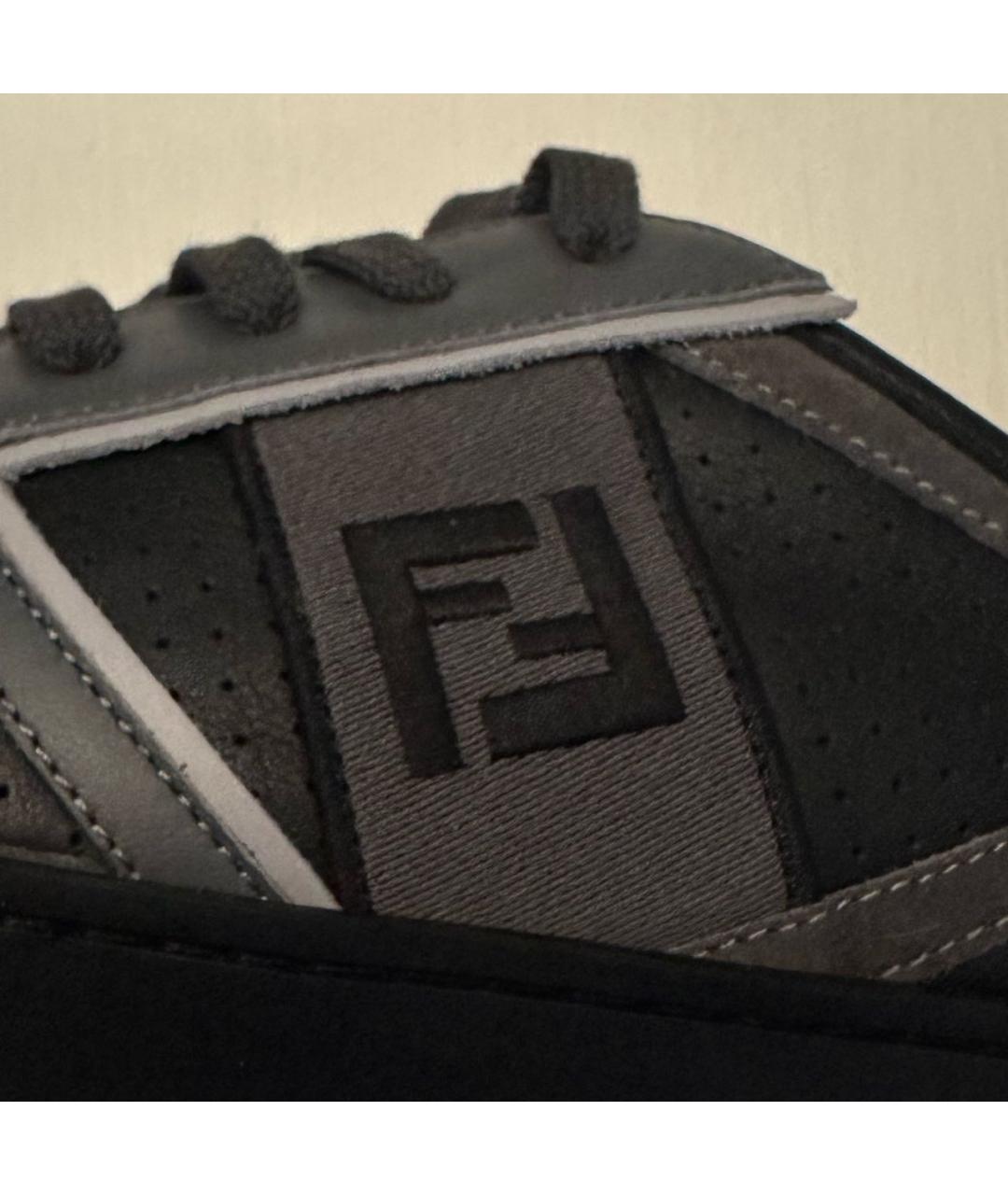FENDI Черные кожаные низкие кроссовки / кеды, фото 6