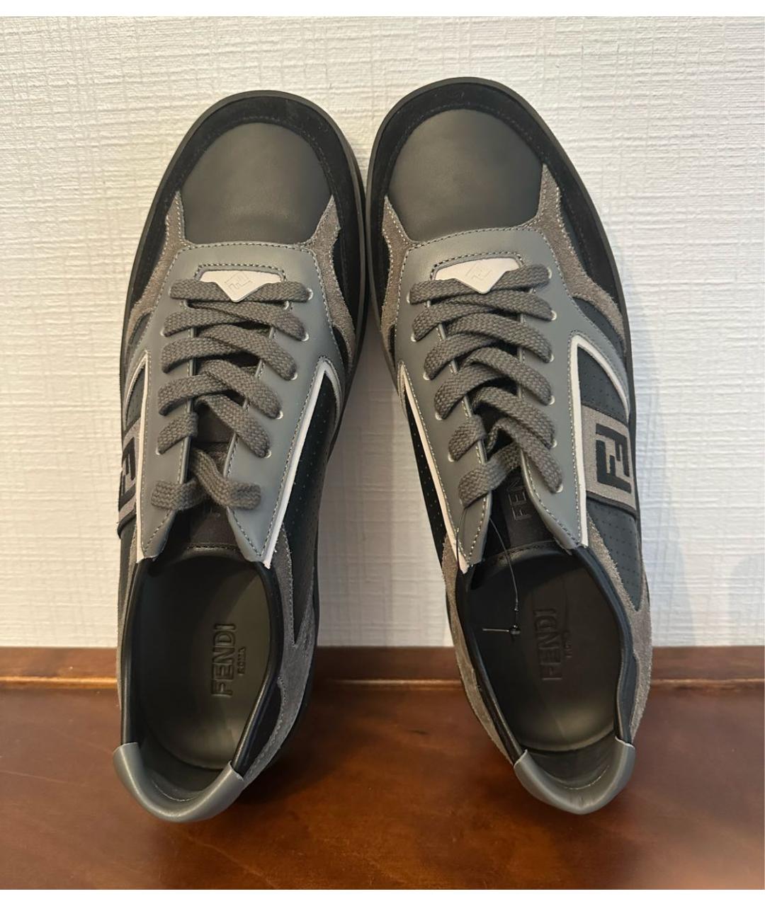 FENDI Черные кожаные низкие кроссовки / кеды, фото 3
