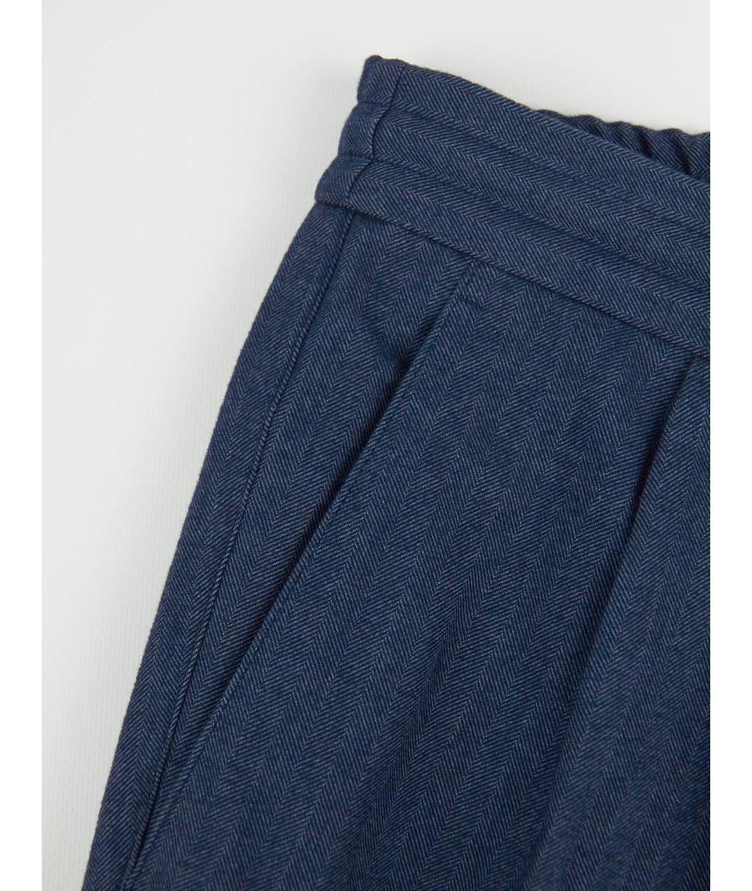 BRUNELLO CUCINELLI Синие хлопковые повседневные брюки, фото 4