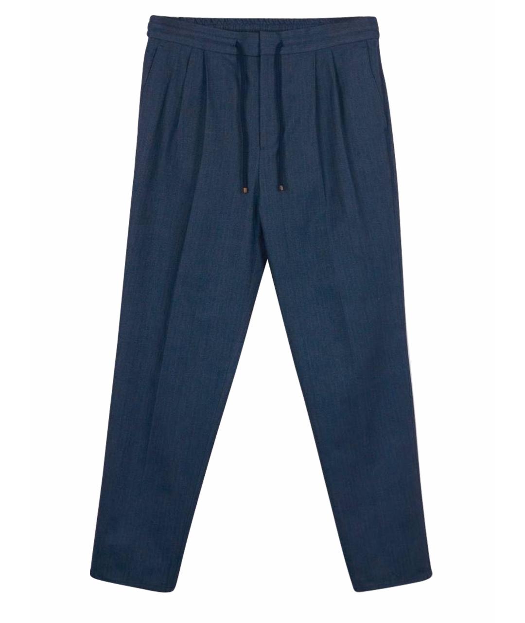 BRUNELLO CUCINELLI Синие хлопковые повседневные брюки, фото 8