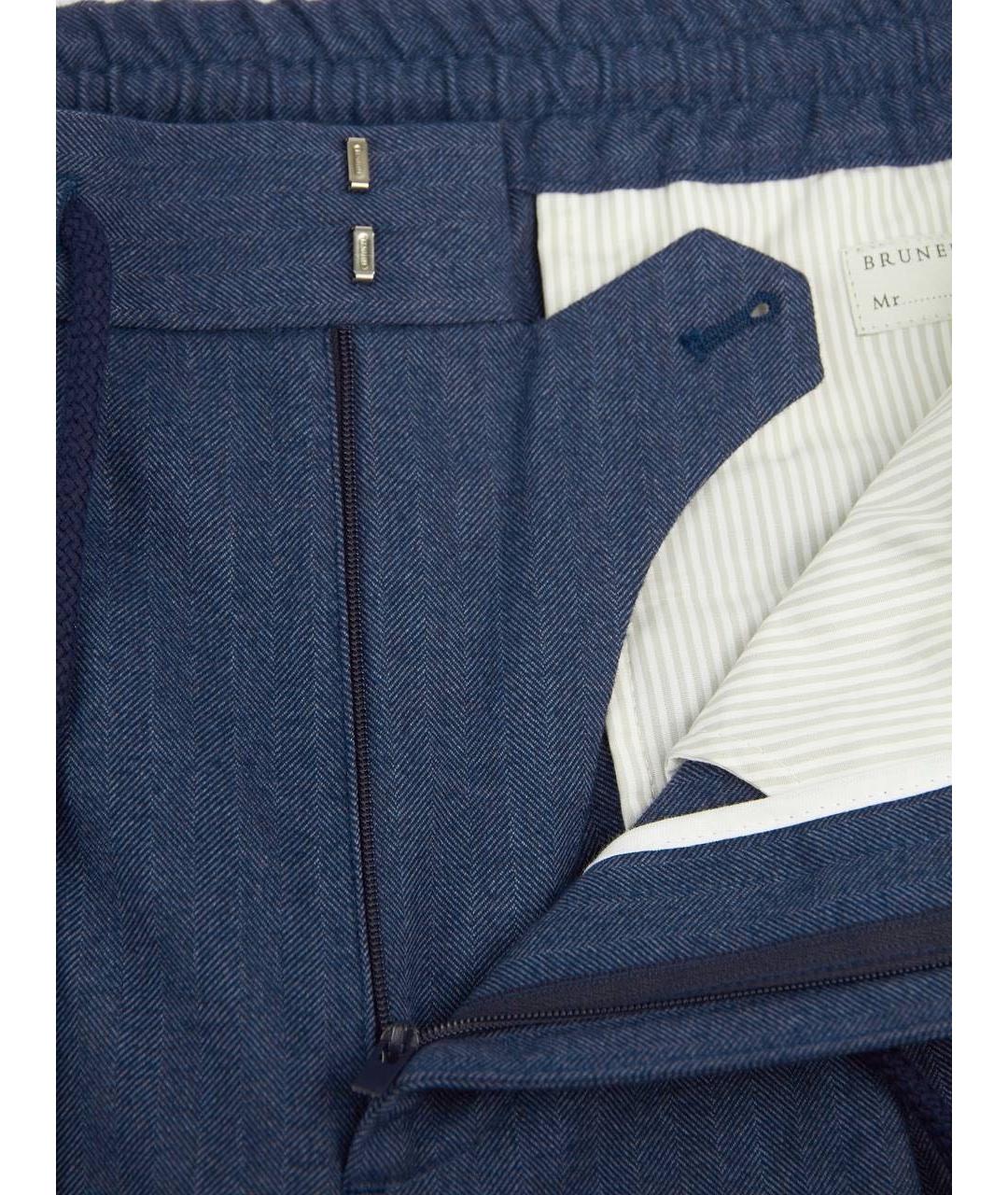 BRUNELLO CUCINELLI Синие хлопковые повседневные брюки, фото 6