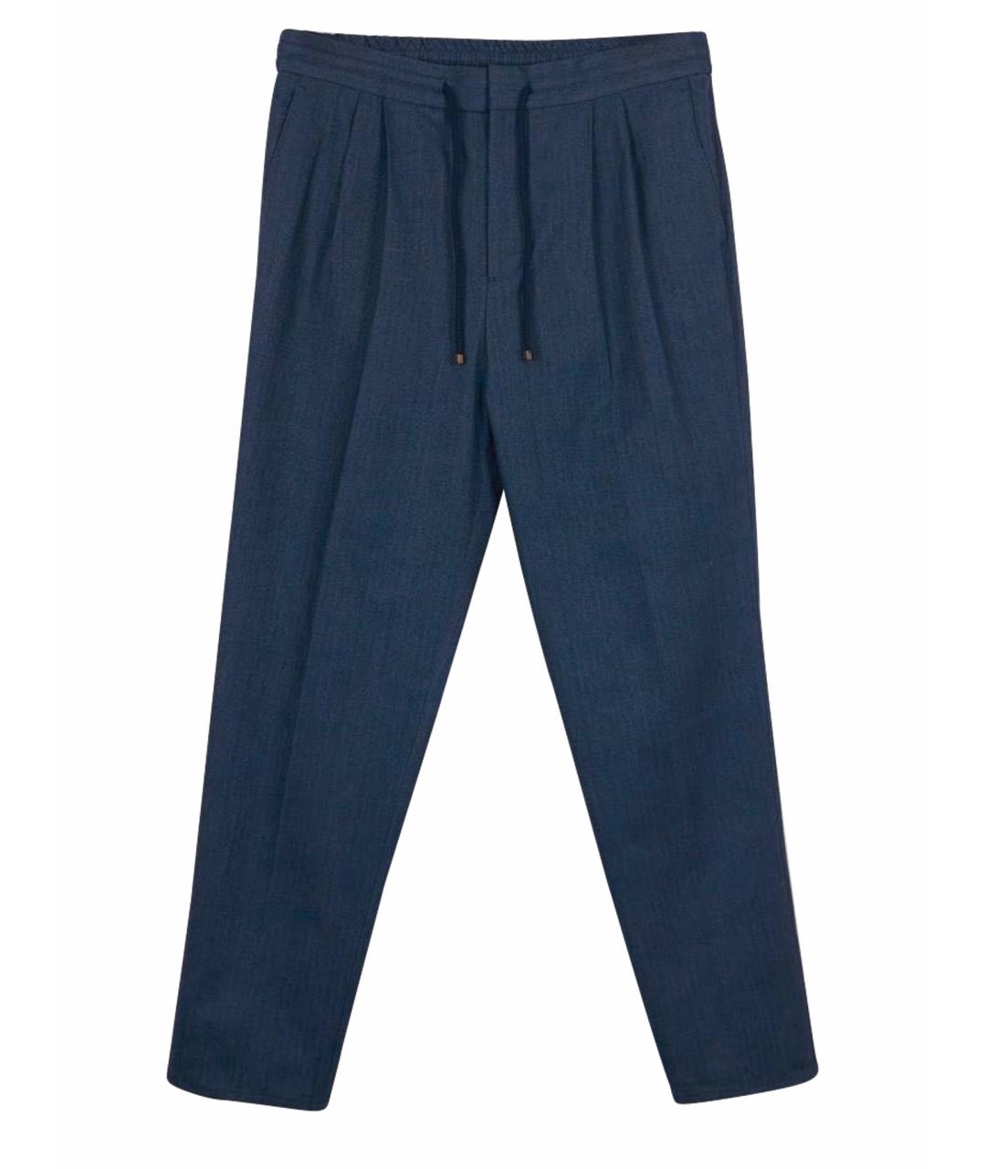 BRUNELLO CUCINELLI Синие хлопковые повседневные брюки, фото 1
