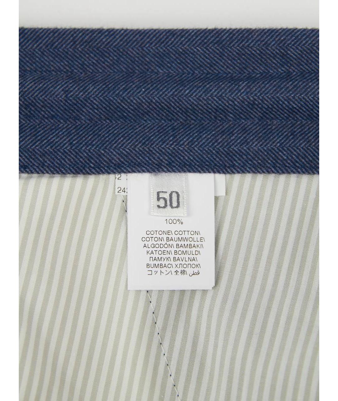 BRUNELLO CUCINELLI Синие хлопковые повседневные брюки, фото 7