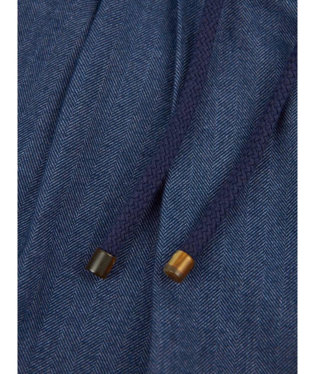 BRUNELLO CUCINELLI Синие хлопковые повседневные брюки, фото 3