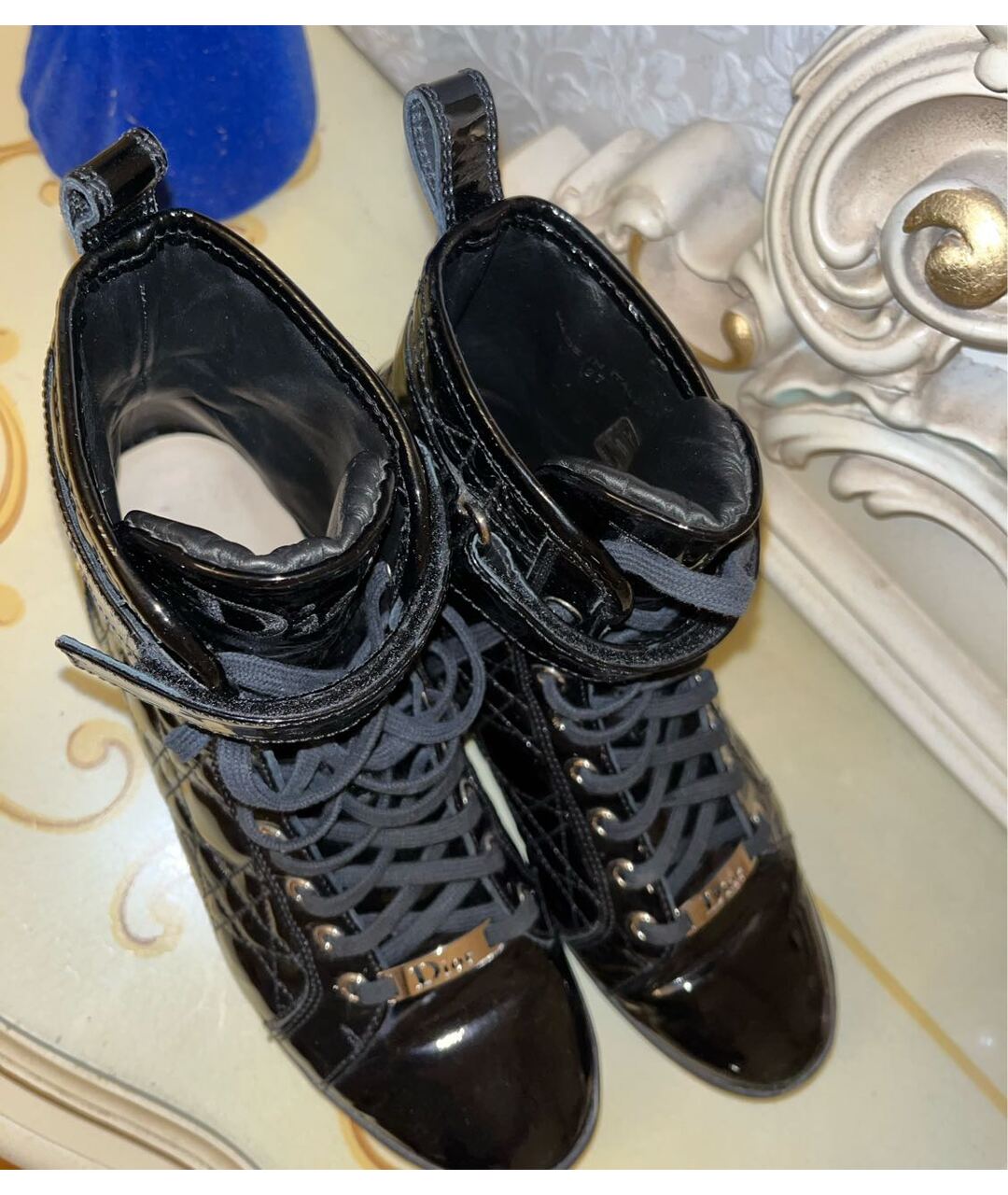 CHRISTIAN DIOR PRE-OWNED Черные кроссовки из лакированной кожи, фото 2