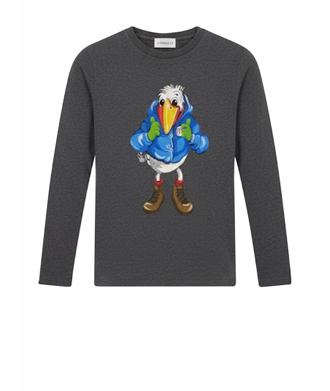 MONCLER Антрацитовая хлопковая детская футболка, фото 1