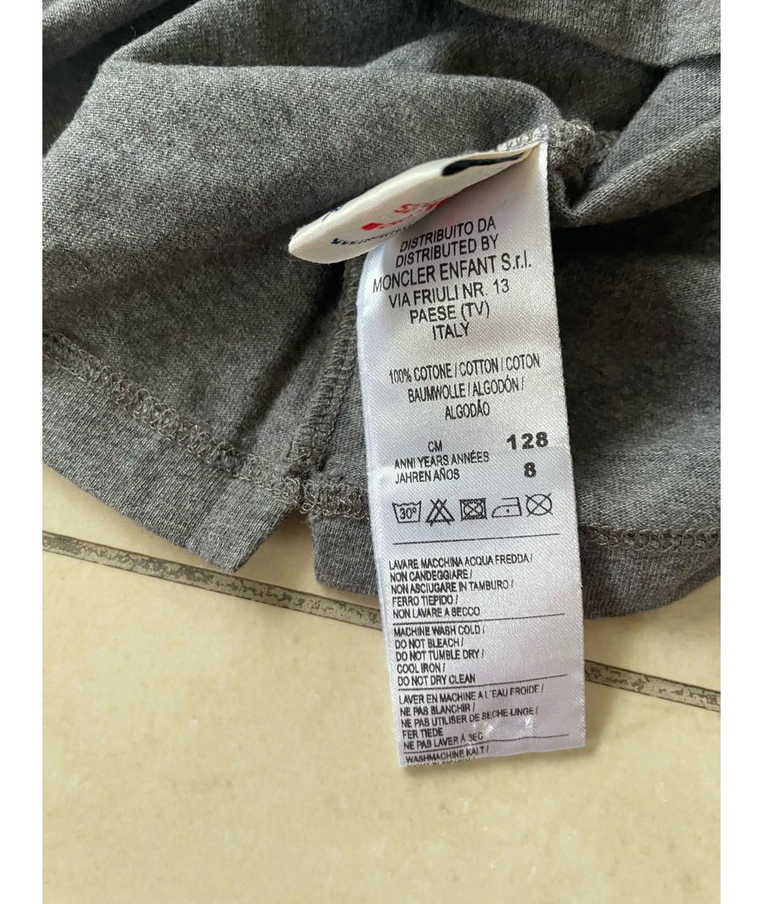 MONCLER Антрацитовая хлопковая детская футболка, фото 3