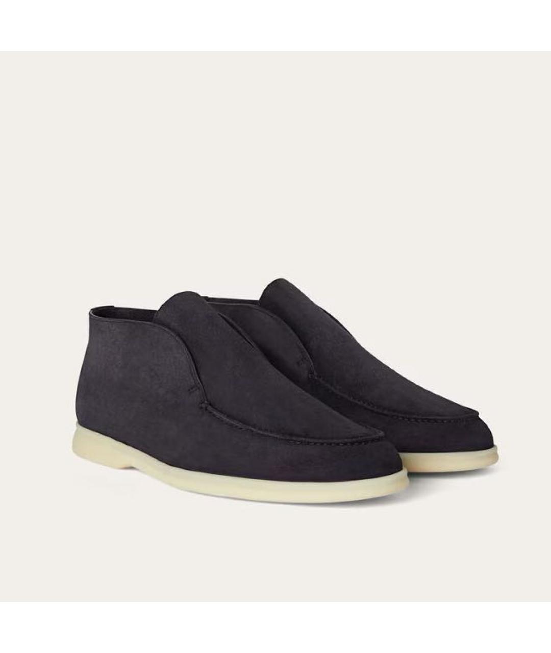 LORO PIANA Темно-синие замшевые лоферы, фото 2